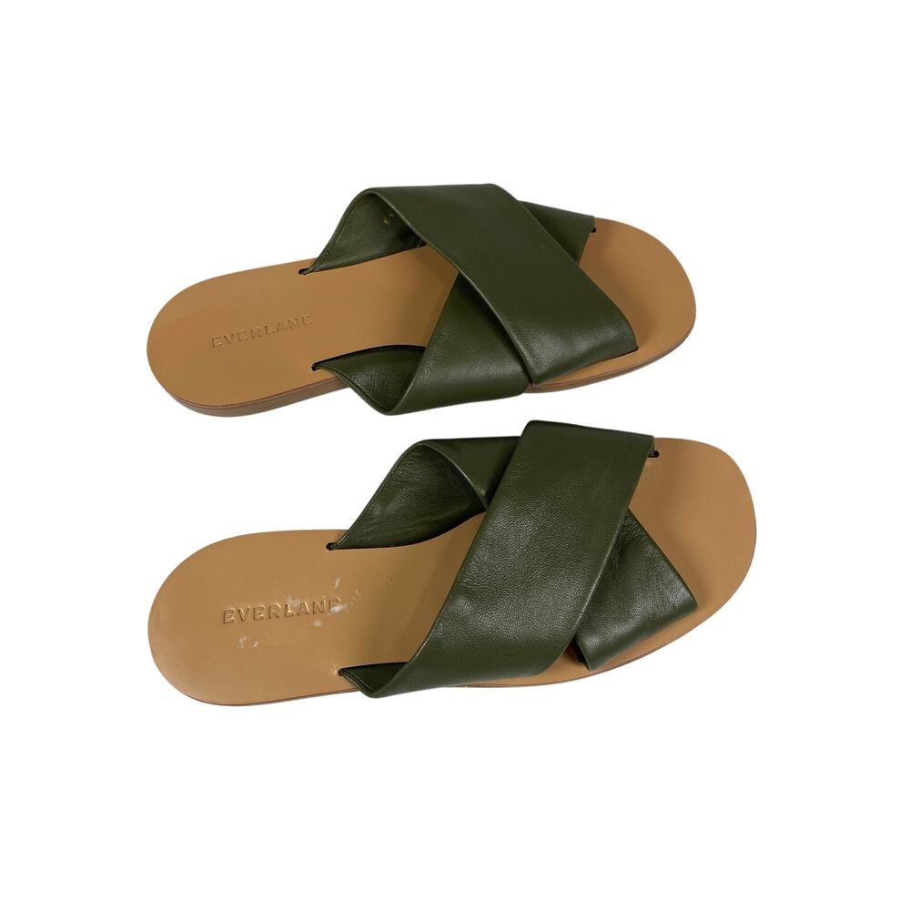 Everlane Green Leather Flat Sandal 7.5